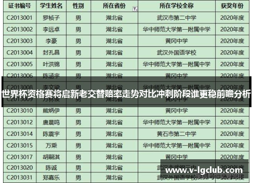 世界杯资格赛将启新老交替赔率走势对比冲刺阶段谁更稳前瞻分析